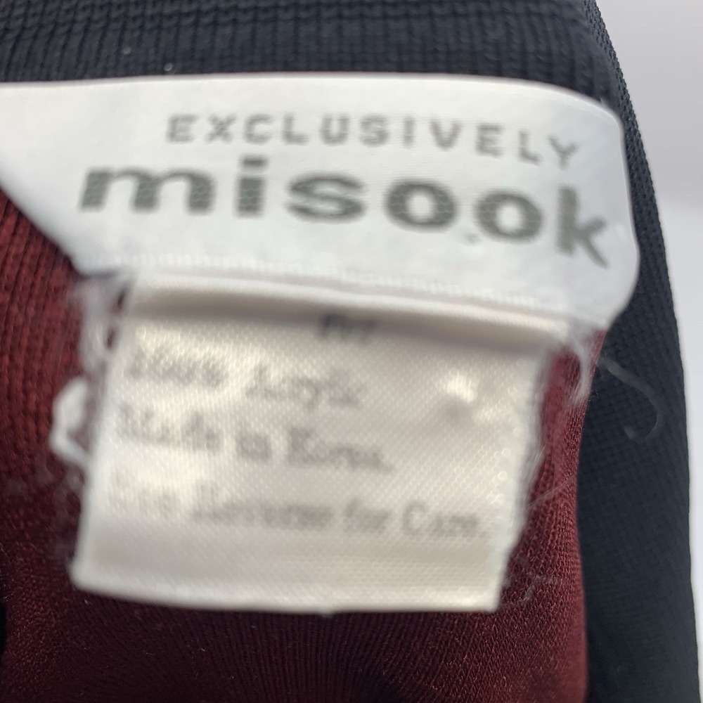 Exclusively Misook Colorblock Cardigan Burgundy Black Open Front Medium Knit - Picture 6 of 9